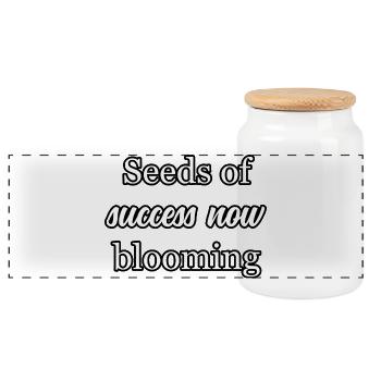 Success Blooming: Seeds of Achievement Growth Art	 - Panoramic Cookie Jar with Wooden Lid - white - Front