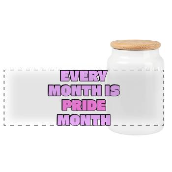 Chaque mois est le mois de la fierté Slogan LGBTQ - Boîte à biscuits avec couvercle en bois - blanc - Devant