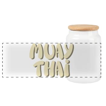 Muay thai - Panoramic Cookie Jar with Wooden Lid - white - Front