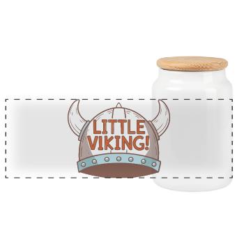 Humorous Viking Helmet for Kids - Panoramic Cookie Jar with Wooden Lid - white - Front