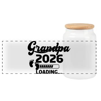 Grandpa 2026 Loading - Panorama Keksdose mit Holzdeckel - Weiß - Vorne