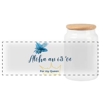 Aloha Au la 'Oe T-Shirt für Herren: Baumwolle im Hawaiianischen Stil - Panorama Keksdose mit Holzdeckel - Weiß - Vorne