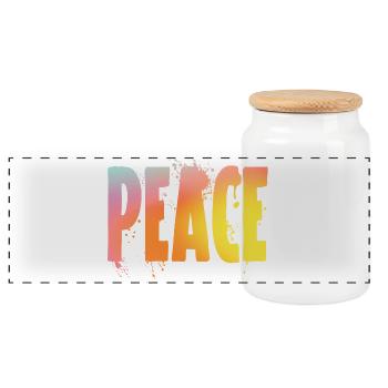 Peace - Panoramic Cookie Jar with Wooden Lid - white - Front