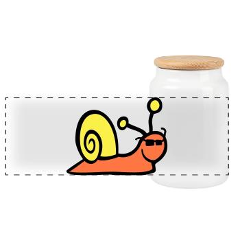 Schnecke Sonnenbrille niedlich süß glücklich Cool - Panorama Keksdose mit Holzdeckel - Weiß - Vorne
