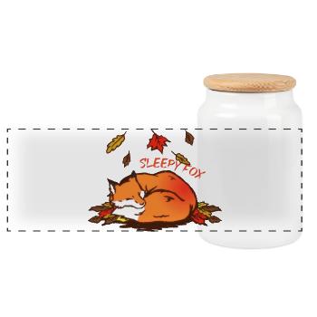 Sleeping Fox Autumn Dream Sleepy Fox - Panoramic Cookie Jar with Wooden Lid - white - Front