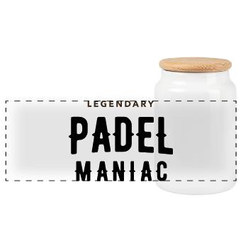 padel maniac - Panoramic Cookie Jar with Wooden Lid - white - Front