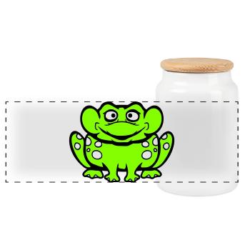 Frosch Kröte lacht lustig albern frech sitzt Comic - Panorama Keksdose mit Holzdeckel - Weiß - Vorne