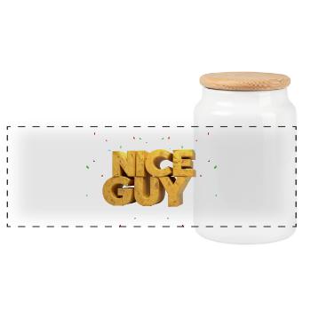 Nice Guy – Lettres monumentales en grès & Conf - Boîte à biscuits avec couvercle en bois - blanc - Devant