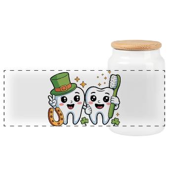 Funny Dentist St Patricks Day - Panoramic Cookie Jar with Wooden Lid - white - Front