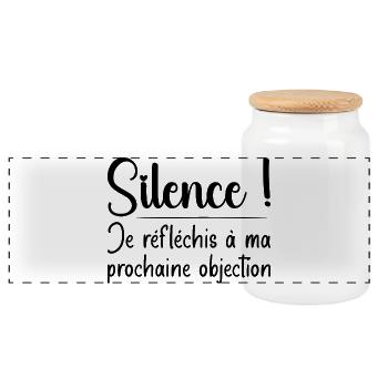 Silence ! Je réfléchis à ma prochaine objection - Boîte à biscuits avec couvercle en bois - blanc - Devant