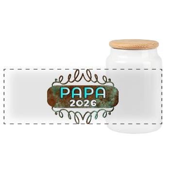DAD BABY 2026 - Panoramic Cookie Jar with Wooden Lid - white - Front