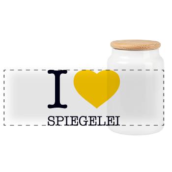 I love Spiegelei - Panorama Keksdose mit Holzdeckel - Weiß - Vorne