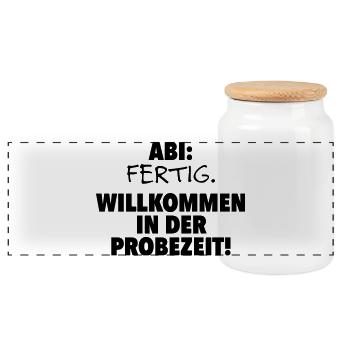 Abitur finished - Panoramic Cookie Jar with Wooden Lid - white - Front