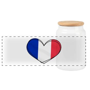 Cœur Tricolore France - Boîte à biscuits avec couvercle en bois - blanc - Devant