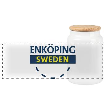 Enköping Sweden Signbadge - Boîte à biscuits avec couvercle en bois - blanc - Devant