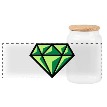 Diamant (pierre précieuse symbole brillant / POS Gre 3C) - Boîte à biscuits avec couvercle en bois - blanc - Devant