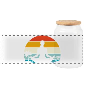Yoga am Strand Retro Meditation Design - Panorama Keksdose mit Holzdeckel - Weiß - Vorne