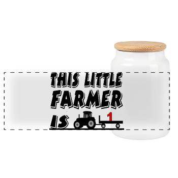 farmer - Panoramic Cookie Jar with Wooden Lid - white - Front