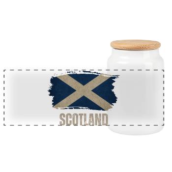 Flag of Scotland, Scottish pride - Panoramic Cookie Jar with Wooden Lid - white - Front