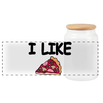 Pizza - Panoramic Cookie Jar with Wooden Lid - white - Front