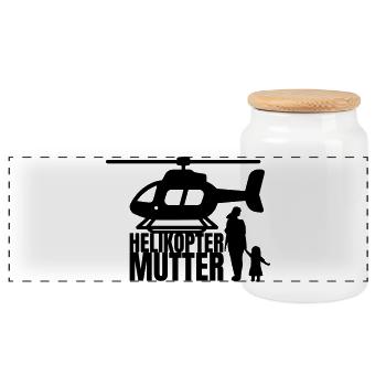 Helicopter Mom Saying Humor - Panoramic Cookie Jar with Wooden Lid - white - Front