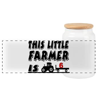 farmer - Panoramic Cookie Jar with Wooden Lid - white - Front