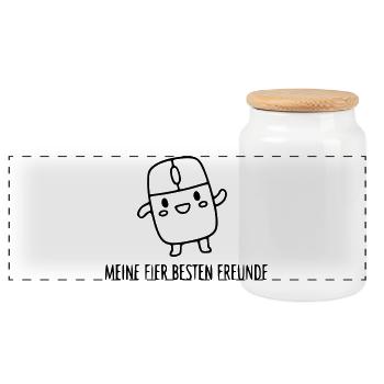 gamer-friends-mouse-buttons-funny-spruch_1 - Panoramic Cookie Jar with Wooden Lid - white - Front