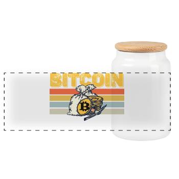 Rétro minage de bitcoins - Boîte à biscuits avec couvercle en bois - blanc - Devant