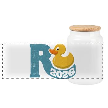 Gummy Duck Pension 2026 - Retraite - Pension - Boîte à biscuits avec couvercle en bois - blanc - Devant