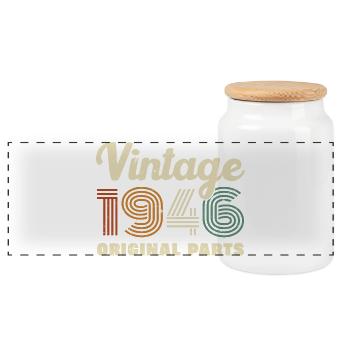 80 Years 1946 Vintage Retro Anniversary - Panoramic Cookie Jar with Wooden Lid - white - Front