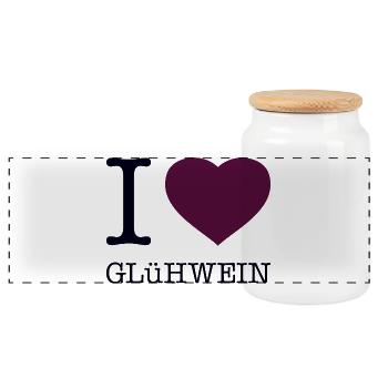 I love Glühwein - Panorama Keksdose mit Holzdeckel - Weiß - Vorne