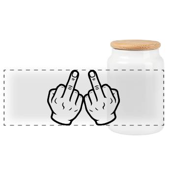 Hand Mittelfinger Frech - Panorama Keksdose mit Holzdeckel - Weiß - Vorne