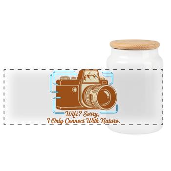 Nature instead of Wi-Fi - Panoramic Cookie Jar with Wooden Lid - white - Front