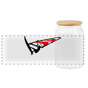 Windsurfing - Panoramic Cookie Jar with Wooden Lid - white - Front