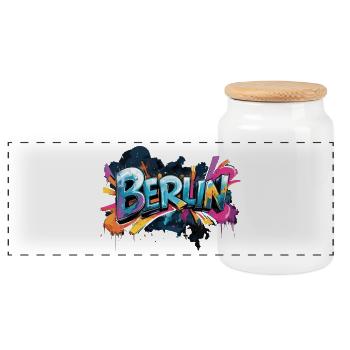 Berlin Graffiti Font Street Art Urban Style - Panoramic Cookie Jar with Wooden Lid - white - Front