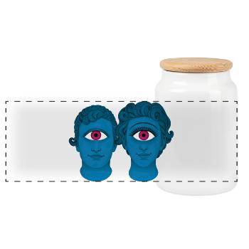 CYCLOPS IN LOVE – nette Leute - Panorama Keksdose mit Holzdeckel - Weiß - Vorne