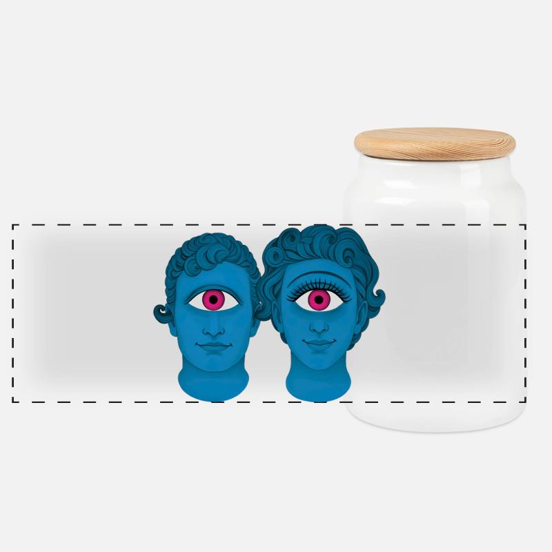 CYCLOPS IN LOVE – nette Leute - Panorama Keksdose mit Holzdeckel - Weiß