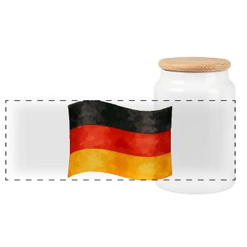 Deutsche Flagge - Panorama Keksdose mit Holzdeckel - Weiß - Vorne