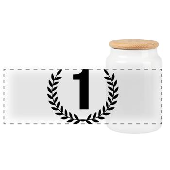 1 wreath - Panoramic Cookie Jar with Wooden Lid - white - Front