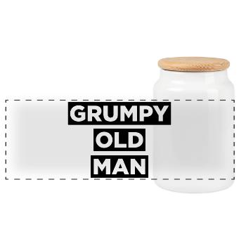 Grumpy Old Man - Panoramic Cookie Jar with Wooden Lid - white - Front