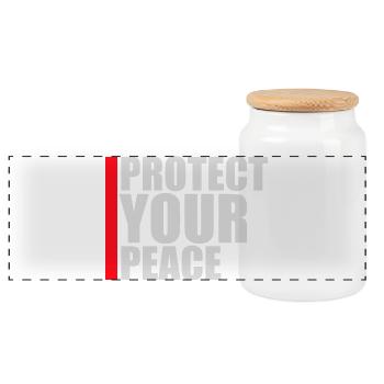 Protect Your Peace Mental Health Mindfulness - Panoramic Cookie Jar with Wooden Lid - white - Front