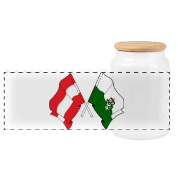 Austria & Styria Crossed Flags - Panoramic Cookie Jar with Wooden Lid - white - Front
