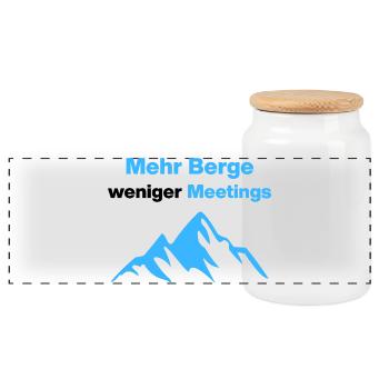 More mountains, fewer meetings, holidays, office - Panoramic Cookie Jar with Wooden Lid - white - Front