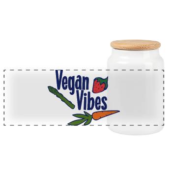 Vegan Vibes Veggie Trio - Panoramic Cookie Jar with Wooden Lid - white - Front
