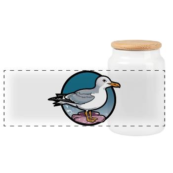 Logo vintage de la mouette de mer sur rochers - Boîte à biscuits avec couvercle en bois - blanc - Devant