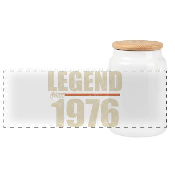Geburtstag 1976 | Legende seit 1976 - Panorama Keksdose mit Holzdeckel - Weiß - Vorne