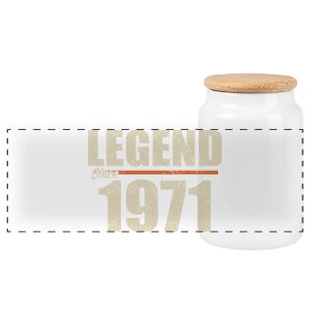 Birthday 1971 | Legend since 1971 - Panoramic Cookie Jar with Wooden Lid - white - Front