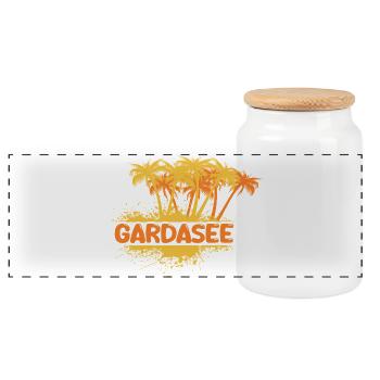 Fête : lac de Garde - Boîte à biscuits avec couvercle en bois - blanc - Devant