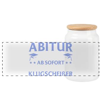 Abitur passed in 2026 Passed final exam - Panoramic Cookie Jar with Wooden Lid - white - Front