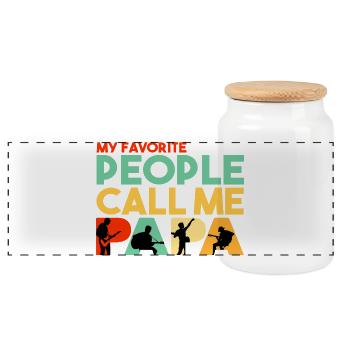 My Favorite People Call Me Papa Guitarist - Panoramic Cookie Jar with Wooden Lid - white - Front